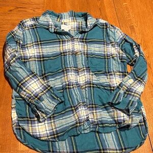 American Eagle Outfitters Blue and Yellow Plaid Shirt